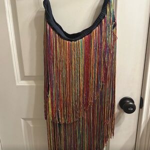 Eloquii Multicolor Fringe Maxi Skirt